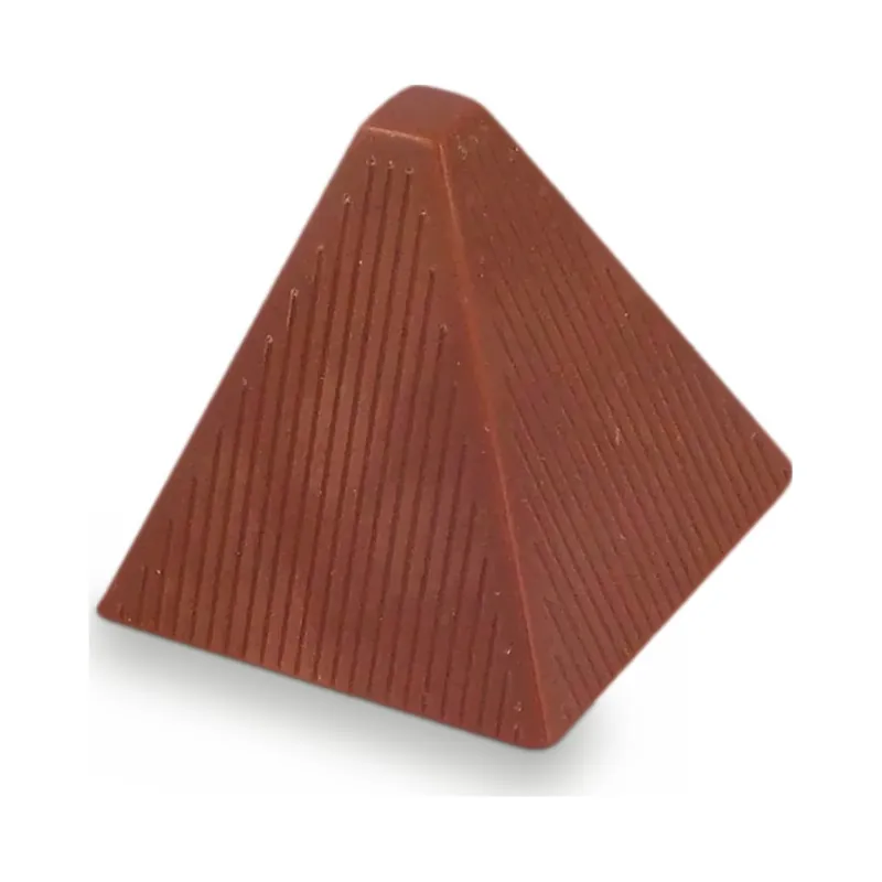 A milk chocolate pyramid with ridged sides