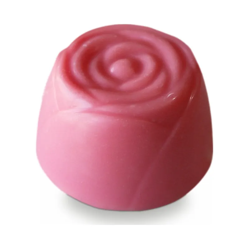 A pink rose-shaped chocolate